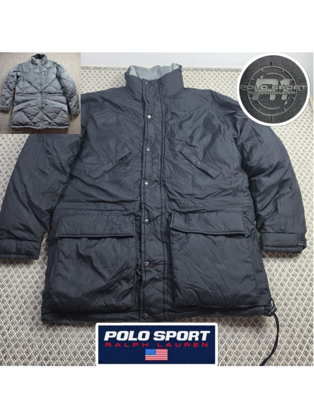 Vintage Polo Sport Ralph Lauren R1 Mens S Reversible Down Puffer Parka Jacket